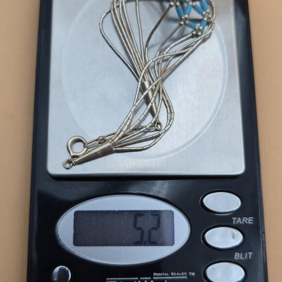 8 Inch Sterling Silver Turquoise Stone Pattern Liquid Silver Bracelet B711 - Picture 7 of 7